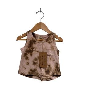 THE SIMPLE FOLK Tie-Dye Tank Top in Brown and Cream - 6-9 months